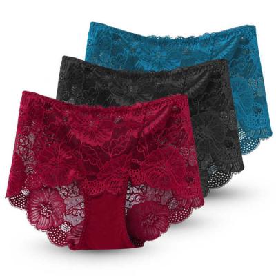 China Antibacterial Women's Lace Panties Seamless Cotton Lady Antibacterial Breathable Hollow Briefs Plus Size Girl Underwear for sale