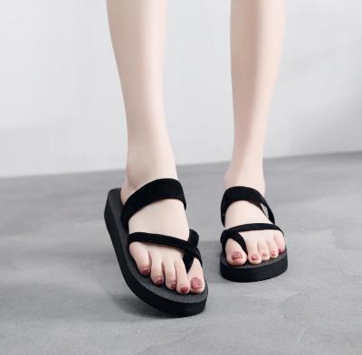 China 2019 New Summer Anti-Smell Women's Non-slip Platform Shoes Wedges Casual Slippers Woman High Heel Beach Slippers Outdoor Sandals for sale