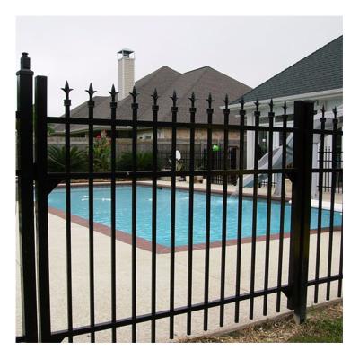 China 2021 Residential Ornamental Picket Palisade Security Metal Wrought Iron Panel Easily Assembled Modern Fence Panel for sale