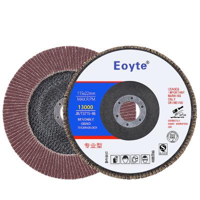 China OEM115mm High Performance Quality Brown Corundum Reinforce Fiberglass Fin Wheel Solapa Desct 115mm Angle Grinder Flap Disc For 115 for sale