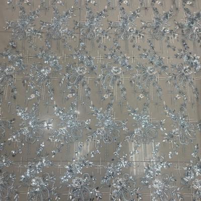 China high quality 3D sequin fabric by the yard lace fabric for dress sequins for sale