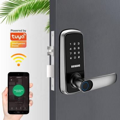 China Tuya Zinc Alloy/Plastic TTLock Wifi Remote Control The Digital Fingerprint Password Key Electronic Auto Deadbolt Smart Door Lock for sale