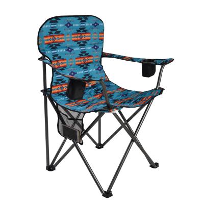 China Modern Outdoor Garden Chair Cup Holders Magazine Bag Canvas Printing Folding Chair for sale