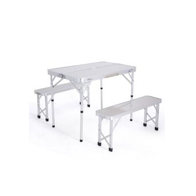 China New Portable Lightweight Portable Aluminum Folding Picnic Table Camping Set With 2 Benches Fold for sale