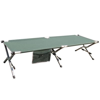 China Folding Aluminum Steel Camping Folding Bed With Side Bag for sale