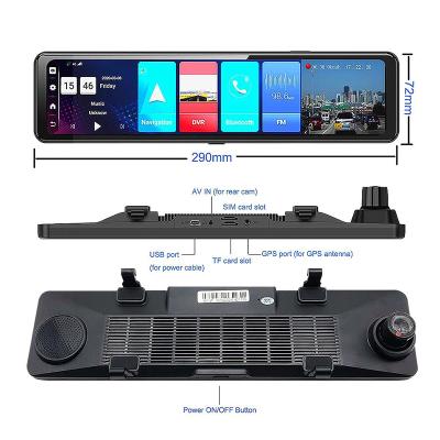 China HD Video Recording 11.88 Inch Touch Screen Media HD 1080P ADAS 4G Dash Cam GPS Car Super Streaming Black Box for sale