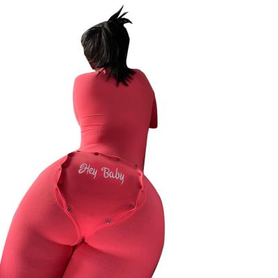 China Sustainable Winter Long Sleeve Jumpsuit Sleep Wear Pajama Onesie Plain With Butt Flap For Women for sale