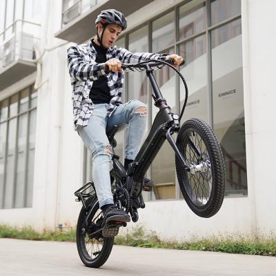 China New Design 20inch JIMOVE Magnesium Alloy Magnesium Alloy Portable Full Suspension Ebike For Adult Electric Folding Bike 48V 750W Lithium Battery for sale