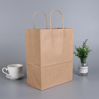 China Custom Printed Recyclable Logo Gift Craft Shopping Paper Bag Cardboard Packaging White Brown Kraft Paper Bag With Handles for sale