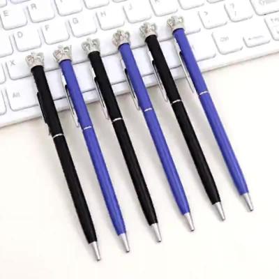 China Hot Luxury Ink Pen Custom Logo Ballpoint Pen Customer Beautiful Luxury Color Pens Metal Crown for sale