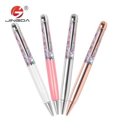 China Promotional Pen Rose Gold Silver Floating Ball Pen With Pen Promotion Gift Oil Glitter Liquid Crystal Floating Pen for sale