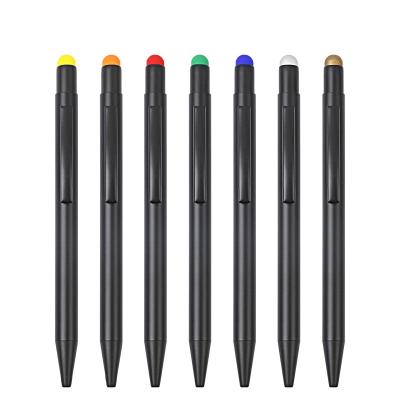 China Promotional Pen Spray Glue Aluminum Rod Advertising Custom Logo Push Type Ballpoint Pen for sale