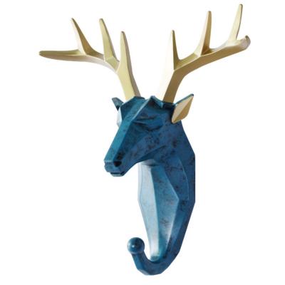 China Minimalist Creative Animal Clothes Hang Free Punch Deer Head Decoration Paste Wall Coat Hook Door Key Rack for sale