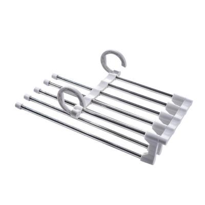 China Multifunctional Minimalist Stainless Steel Magic Pants Rack Household Pants Clip Retractable Folding Storage Pants Hanger for sale