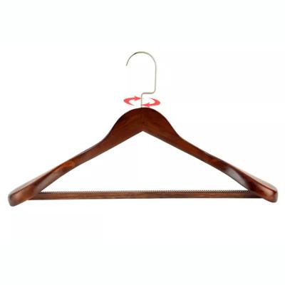 China Minimalist Luxury Wooden Wide Coat Hanger Shoulder Suit Hangers For Heavy Duty Clothes Wardrobe Organizer Have Non Slip Pants Bar for sale