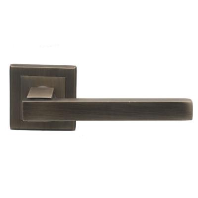 China Modern Door Mortise Lever Handle on Square Rosette Aluminum for Wood and Metal Doors for sale