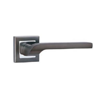 China Modern European Style Aluminum Alloy Door Lever Handle On Rosette Plate For Interior Door for sale