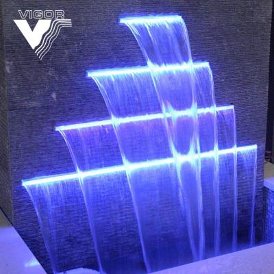 China 2022 New Design 7 Color Indoor Pure Acrylic Wall Hanging Water Curtain Swimming Pool Fall Waterfall Outdoor Waterfall with Led Light for sale