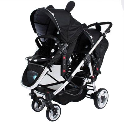 China China New Classic Style Canvas Cloth Multi Angle Adjustment Aluminum Alloy Twins Baby Stroller for sale