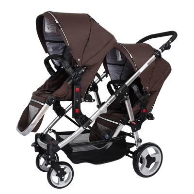 China High Quality Fashionable Luxury Foldable Lightweight Pram Baby Carriage Canvas/Oxford Twin Strollers for sale