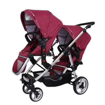 China Canvas Manufacturer High Quality Corrosion Resistant Colorful Fabric Foldable Luxury Double 3 in 1 Twins Baby Stroller for sale