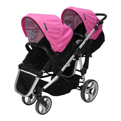 China Canvas Fabric Foldable Luxury Double 3 In 1 Baby Stroller For Twins Double Baby Stroller for sale