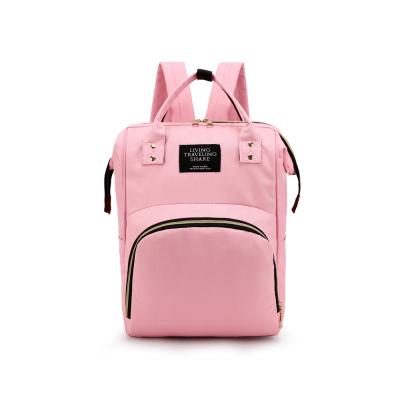 China Folding Backpack Fashion Travel Universal Custom Made Pink Mom Diaper Bag Diaper Duffle Backpack Baby Care Bottle Bag for sale