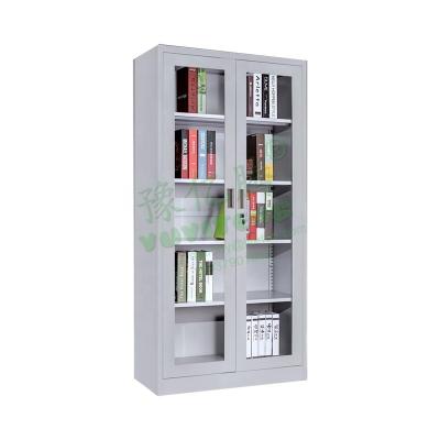 China Foldable 2 Glass Door Collect Steel File Cabinet Office Cabinet With Lock for sale