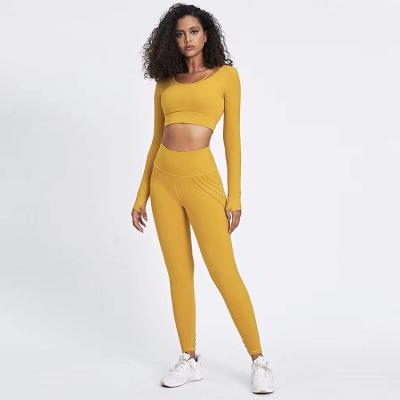 China Solid Color Breathable Sportswear Wholesale Sportswear Breathable Long Sleeve Yoga Fitness Wear for sale