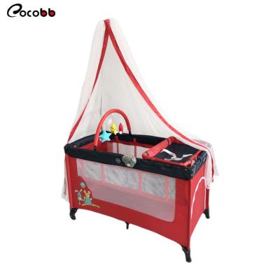 China Modern Playpen Metal Portable Cot Design Comfort Bed Attachable Organizer Baby Crib for sale