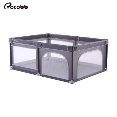 China Baby Play Home Indoor Playground Yard Center Playpen Gray Portable Kids Playpen Safety Big and Soft Barrier for sale