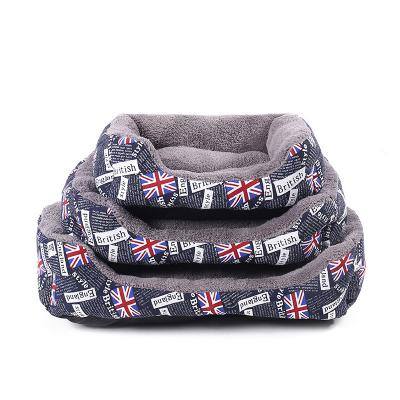 China Hot CHENXU Large Pet Dog Bed British House Flag Stocked Nest Square Pet Kennel for sale