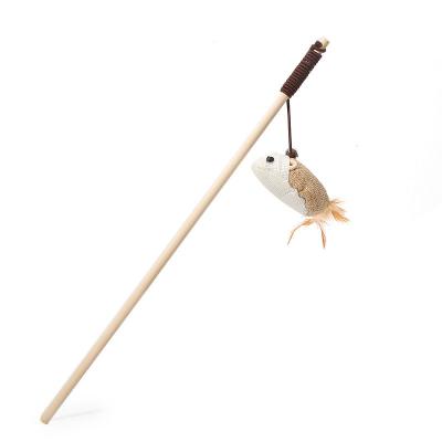 China OMPET Riddle Stocked Feather Toys Wooden Pet Cat Toys Interactive Stick Pet Cat Kitten Magic Wand Toys Supplies Funny Colorful Rod Cat for sale