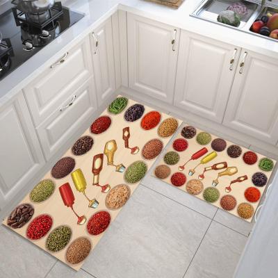 China Custom Washable 3D Printed Washable Kitchen Rug Covers Kitchen Floor Mat For Sale for sale