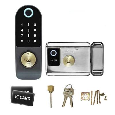 China C-Level Aluminum Alloy Door Cylinder Fingerprint Smart Home Electronic Digital Door Handle Lock For Hotel Home for sale