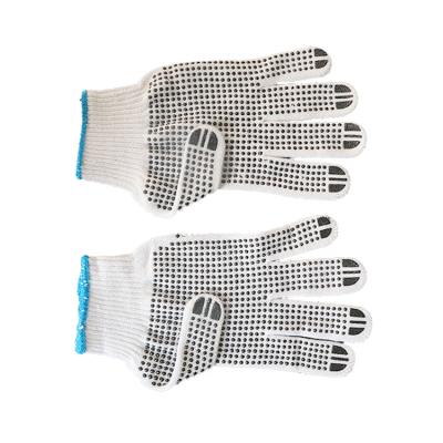 China Tear Resistant Double Side PVC Dotted Safety Work Cheap Gloves Cotton String Knit Dots Glove Safety PVC Puntons for sale