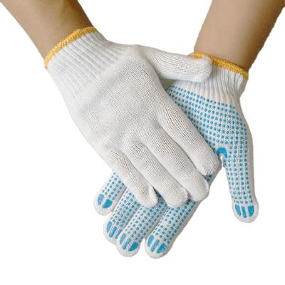 China RTS Breathable Cotton Knitted Polka Dot Spotted Protective Work Rubber Work Gloves For Hand Protection for sale