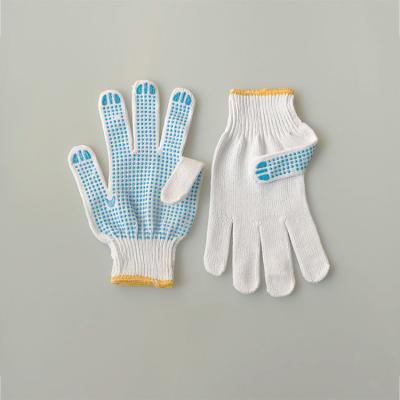 China Breathable Seamless Knit Cotton Polyester Finger Nail Gloves With PVC Dot Grip Gloves for sale