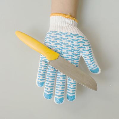 China Cotton Rubber Coated Garden Gloves Mechanic Glove Palm Work Safety Hand Working Outdoor Protective Gloves With PVC Latex Dots Dotted for sale