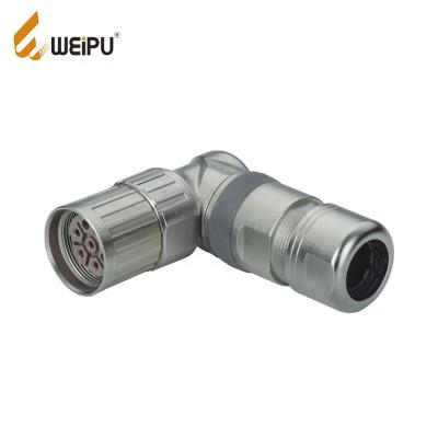 China Power WEIPU M23 Series M23DK-TL Female Angled Contact Cable Connector Threaded Mating Connector for sale