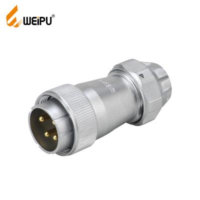 China Weipu WF16-TE IP67 2PIN 3PIN 4PIN Power Plating Brass Cable Joint Male Led Light Connector With Wire for sale