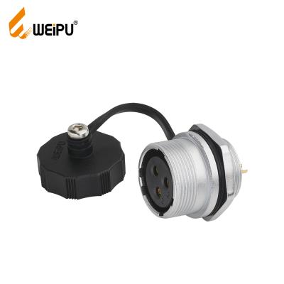 China WF16-ZM Power Round Flange Receptacle IP67 2 Pin Insulated Electrical Cable Connector With Wire for sale