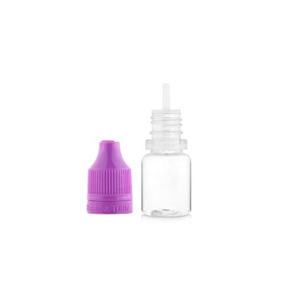 China Transparent bottle of oil etc. 5ml E-liquild /E-Juice/Essential with child safe and colorfast purple cap for elqiuid oil for sale