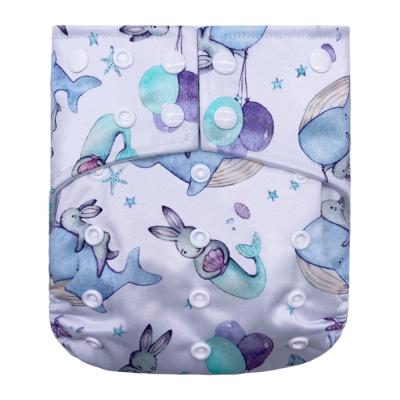 China Goodbum Printed Washable PUL Printed Snaps Gusset Cloth Diaper Double Layer Square Cloth For Baby for sale