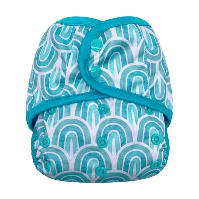 China Goodbum Blue Rainbow Printed Double Gusset Cloth Diaper Cover For 3-15KG Baby for sale