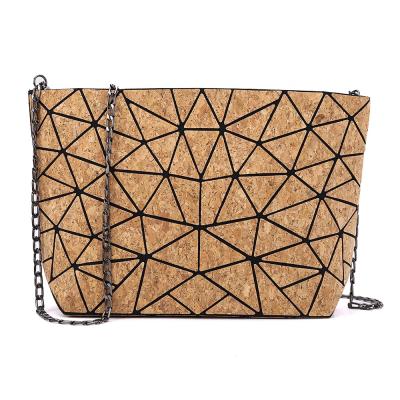 China Designer High Quality Geometric Bag Cork Wooden Cross - Body Messenger Cork Custom Crossbody Bag Shoulder For Women for sale