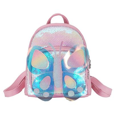 China Waterproof Butterfly Anti-lost Mini Cute Kids Backpack Sequined 2-5 Year Old Children Girl Bag for sale