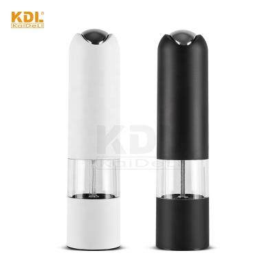 China Sustainable 6 AAA Batteries Powered Electric Pepper Grinder Salt Mill With White LED Light for sale