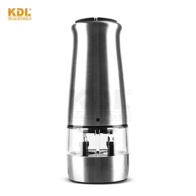 China Sustainable 6 AAA Batteries Powered Stainless Steel Electric Pepper Grinder Salt Mill 2 In 1 Double Mill for sale