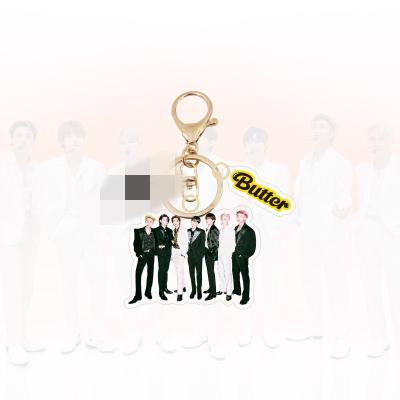 China Wholesale Plastic Kpop Bangtan Boys Butter Plastic Acrylic Key Chain for sale